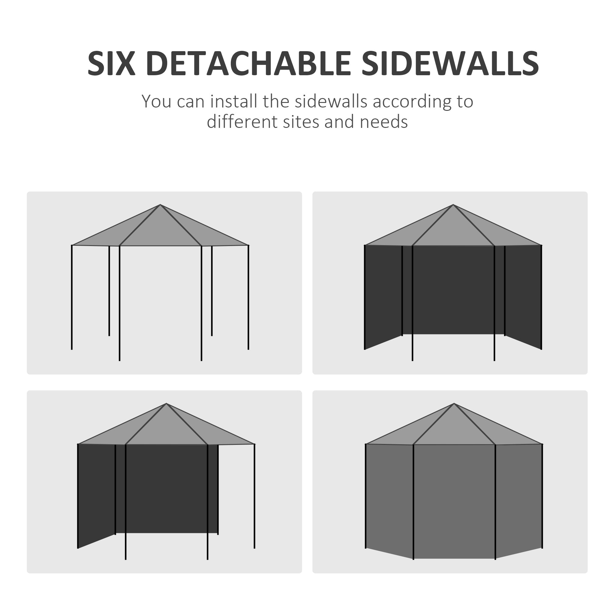 Outsunny 13 ft Party Tent Wedding Gazebo Outdoor Waterproof PE Canopy Shade with 6 Removable Side Walls 