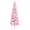 HOMCOM 7.5 Foot Snow Flocked Artificial Christmas Tree Pencil Xmas Tree with 800 Realistic Branches, Auto Open and Steel Base, Pink