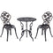 Outsunny 3PC Patio Bistro Set Cast Aluminum Outdoor Garden Table Chairs with Umbrella Hole Bronze
