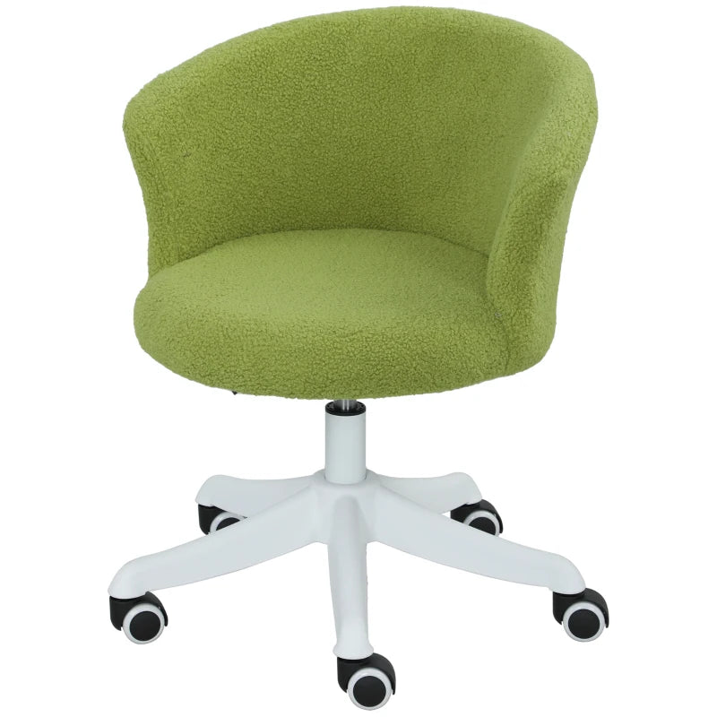 Armless Office Chair, Fluffy Computer Desk Chair with Adjustable Height, Swivel Wheels, Mid Back, Light Green