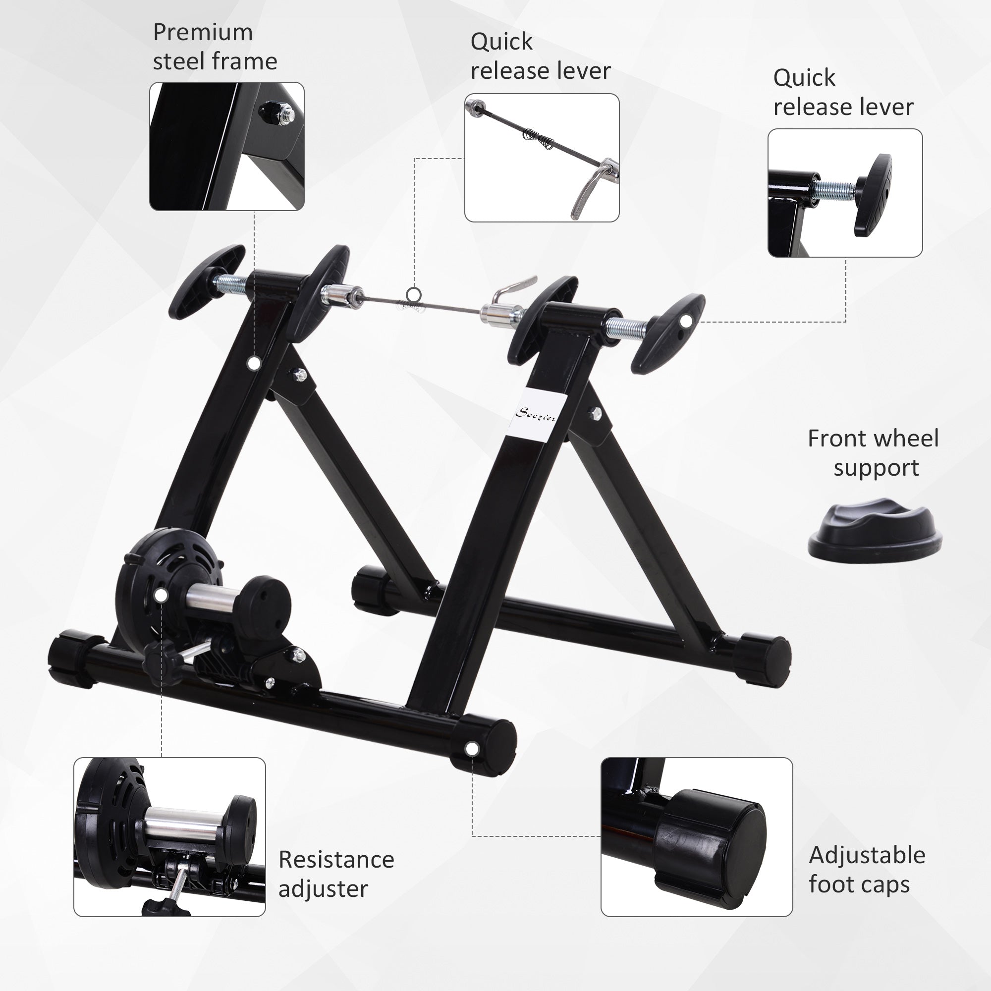 Soozier Magnetic Bike Trainer: Foldable Indoor Bicycle Exercise Stand with Steel Frame for Home Gym, Black 
