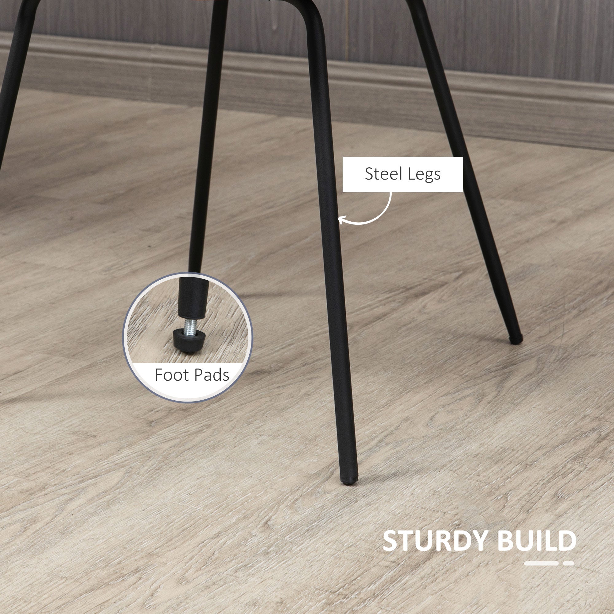 HOMCOM 2 Pieces Dining Chairs, Set of 2 Upholstered Kitchen Chairs with Padded Seat and Steel Legs for Living Room Light Grey 