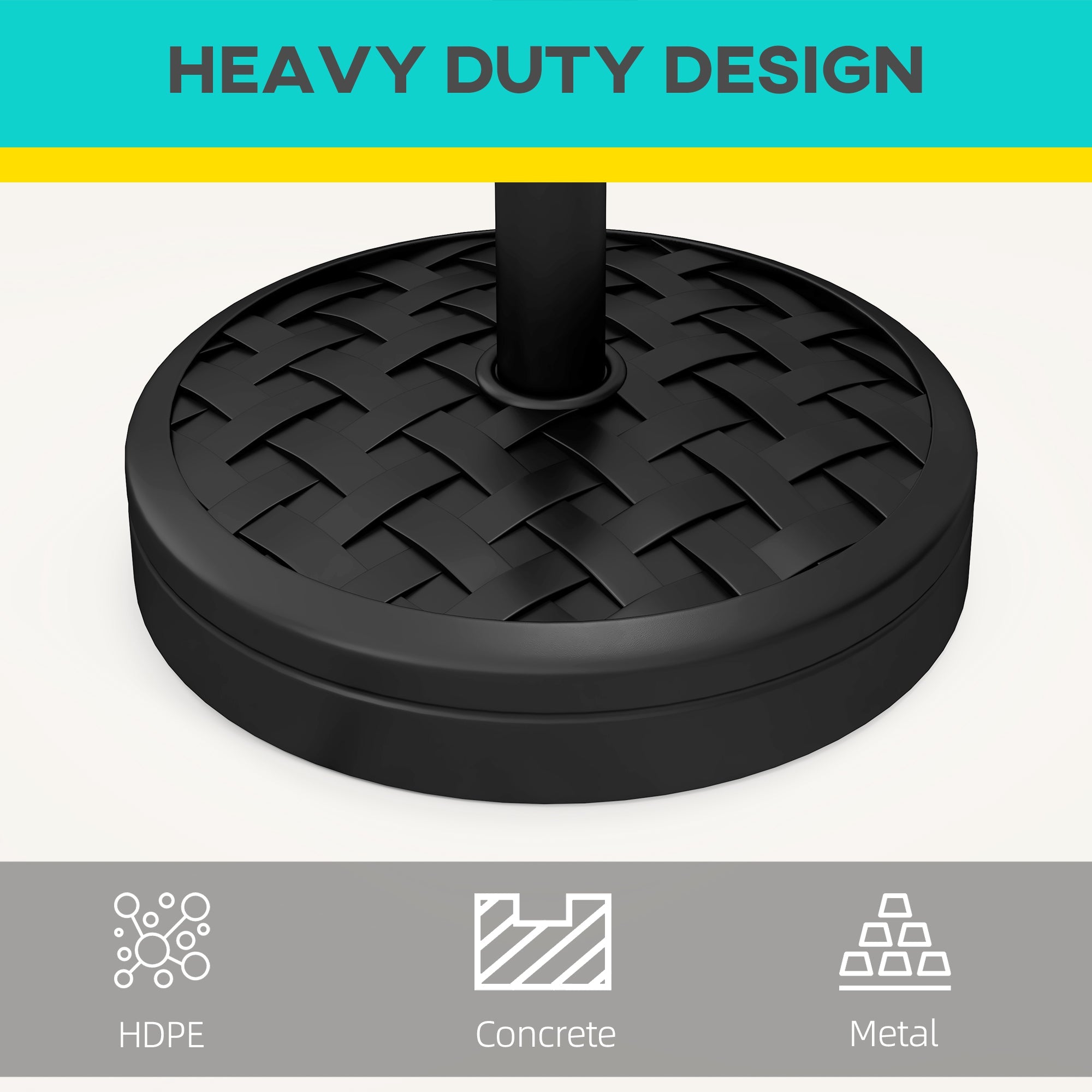 Outsunny 40lbs. Concrete Umbrella Base with Rattan Effect, Heavy Duty Parasol Stand for Outdoor Patio Umbrella, Black 