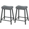 Set of 2 Bar Stools, Velvet Upholstered Counter Stools with Curved Seat and Footrest for Kitchen Island, Grey