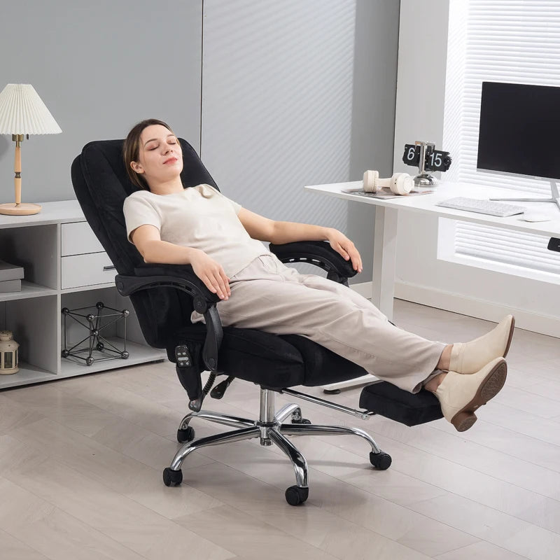 Massage Office Chair, Reclining Computer Chair with Adjustable Height and Footrest, Black