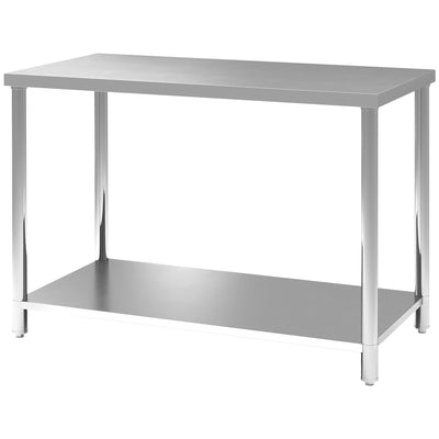 HOMCOM Stainless Steel Workbench, 24"x47"x34", Heavy Duty Work Prep Table with Shelf, Workbench for Kitchen, Garage 
