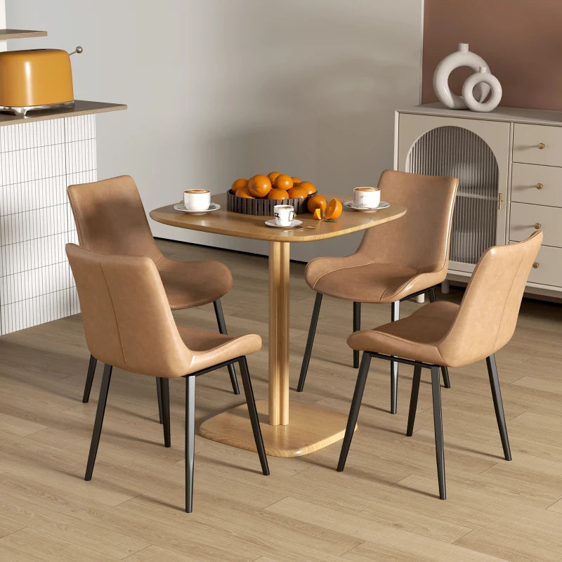 Dining Table for 4 People - Modern Kitchen Table with Wood-Effect Top, 27.6" x 27.6", Natural Wood