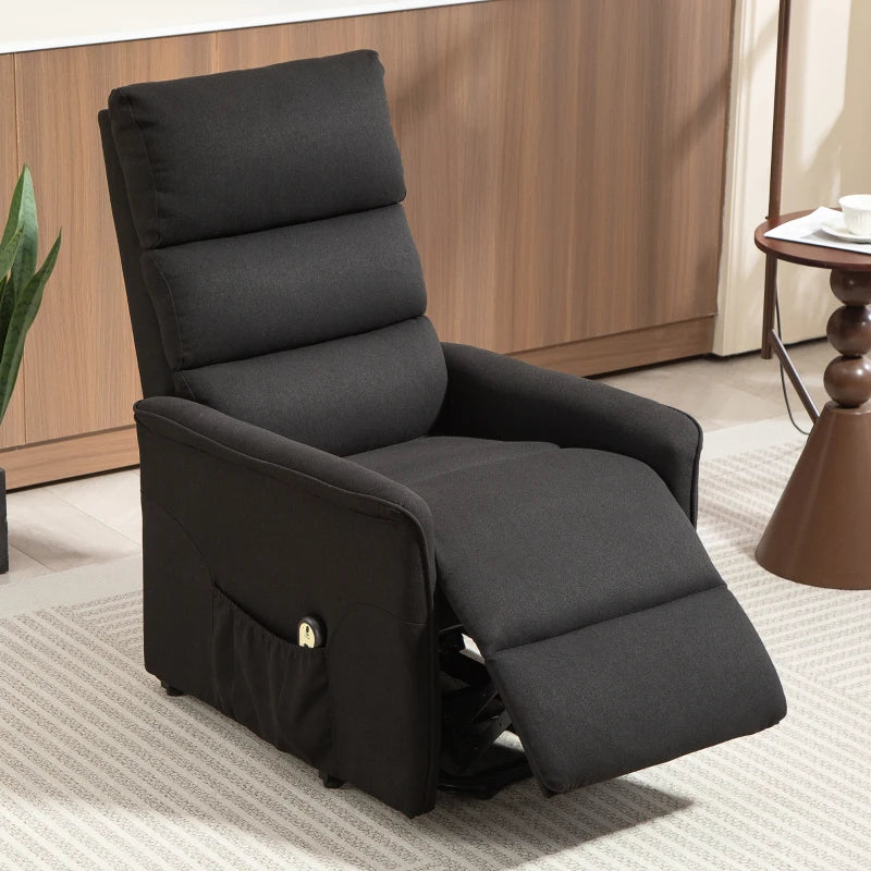 Lift Chair for Elderly, Power Chair Recliner with Remote Control, Side Pockets for Living Room, Black