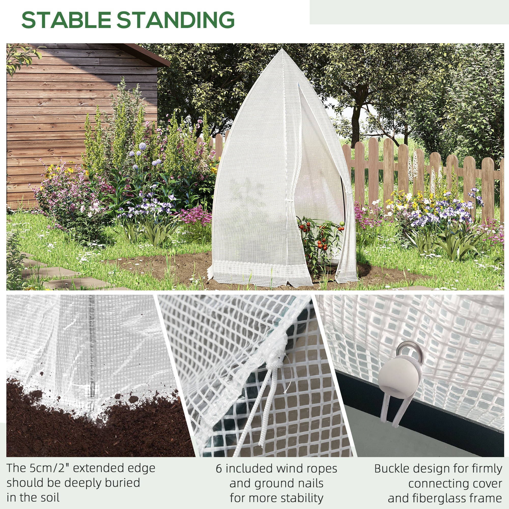 Outsunny Portable Greenhouse: 55"x55"x71" White Zippered Door Outdoor Garden Patio Hot House 