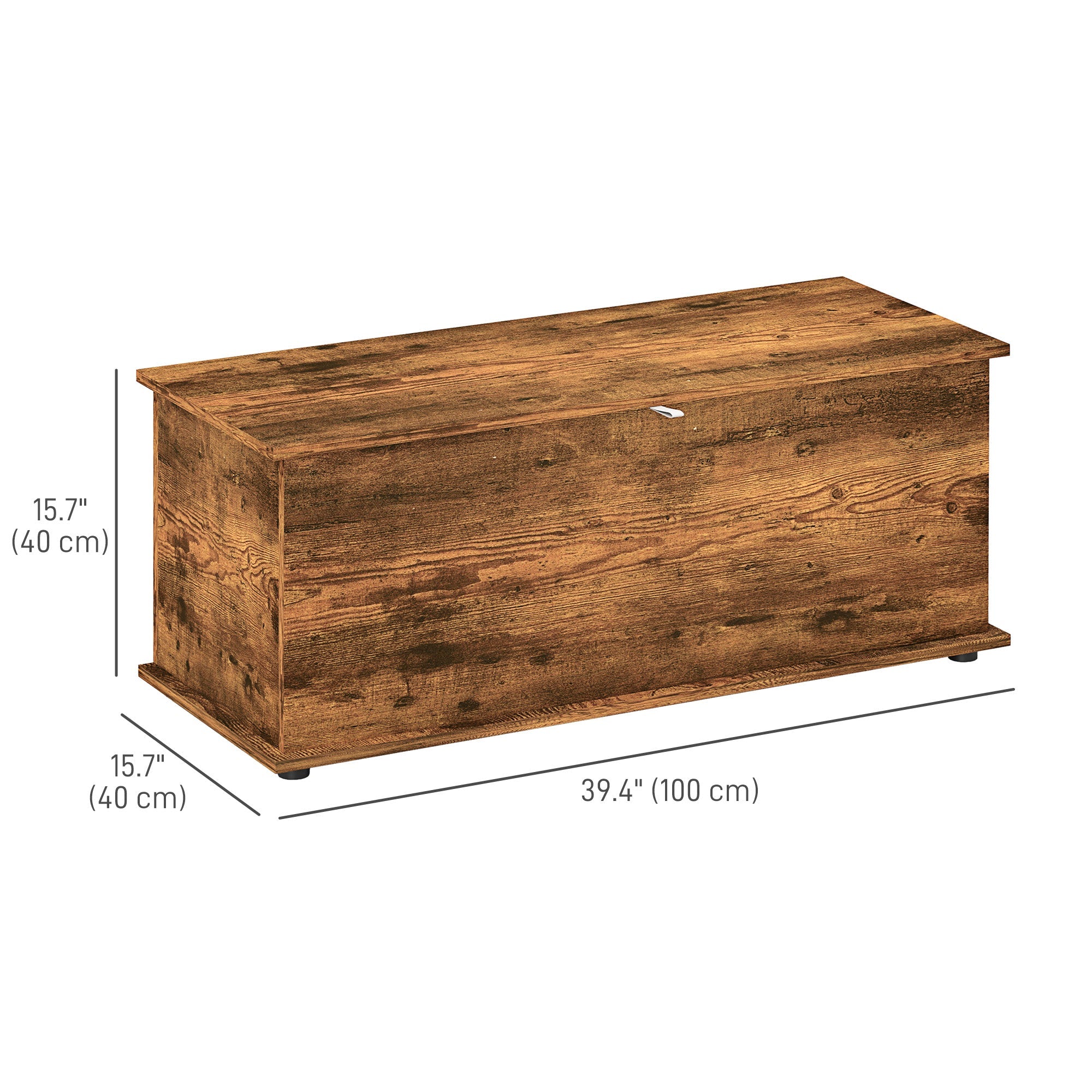 HOMCOM 39.5" Storage Chest with 2 Safety Hinges, Storage Box Organizer with Flip-Top Lid, Entryway Storage Bench, Rustic Brown 