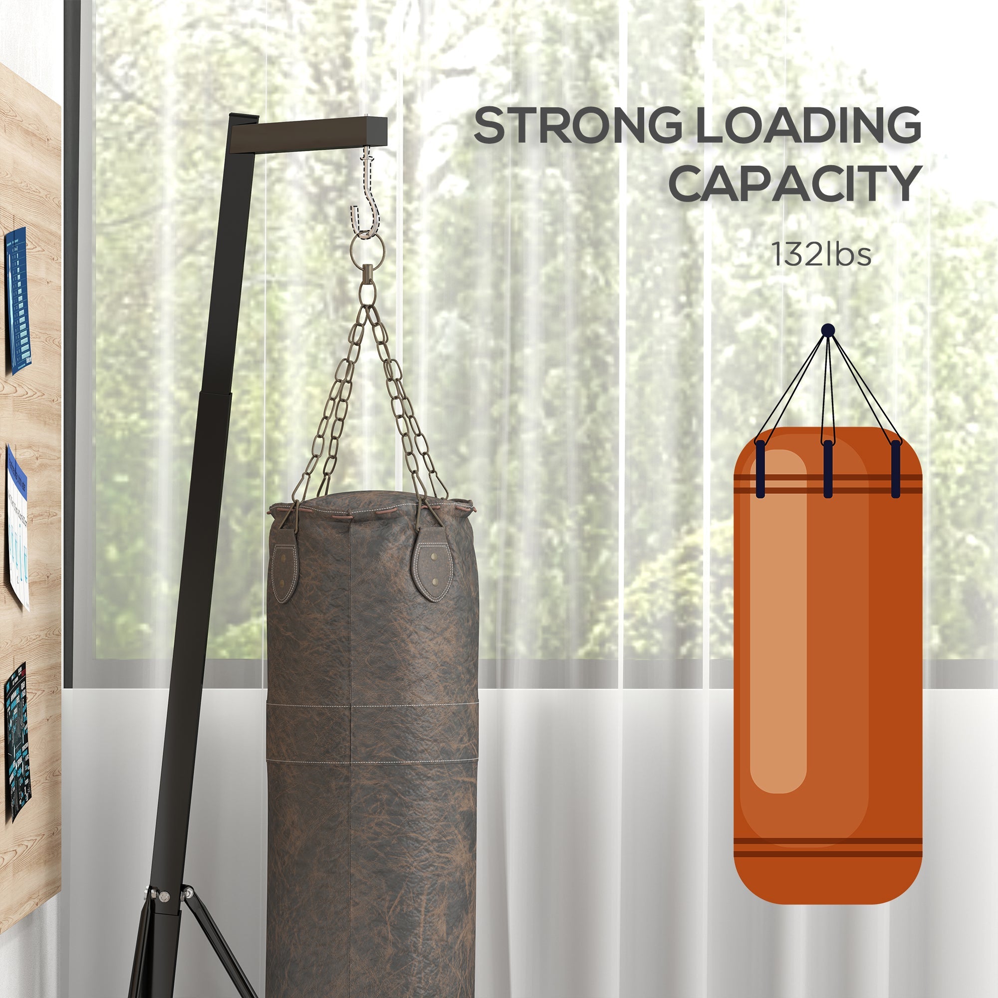 Soozier Adjustable Height Punching Bag Stand Foldable Heavy Bag Stand with Weighted Base for Boxing Training Home Gym 
