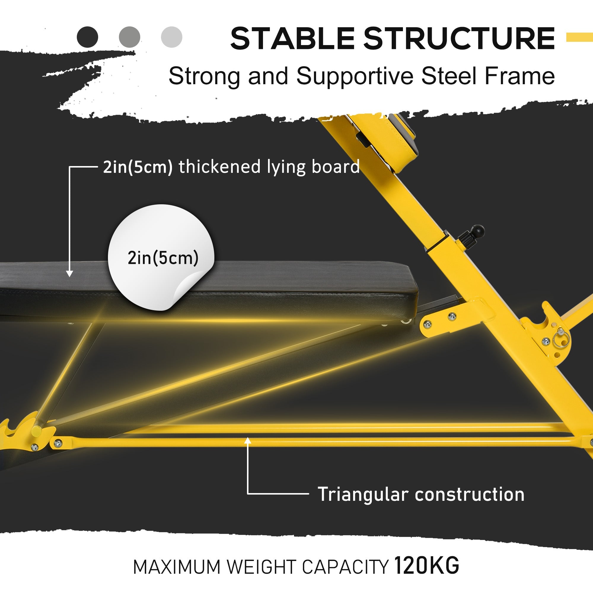 Soozier Multi-Functional Adjustable Hyper Extension Bench Dumbbell Bench Roman Chair Ab Sit up Decline Flat Black and Yellow 