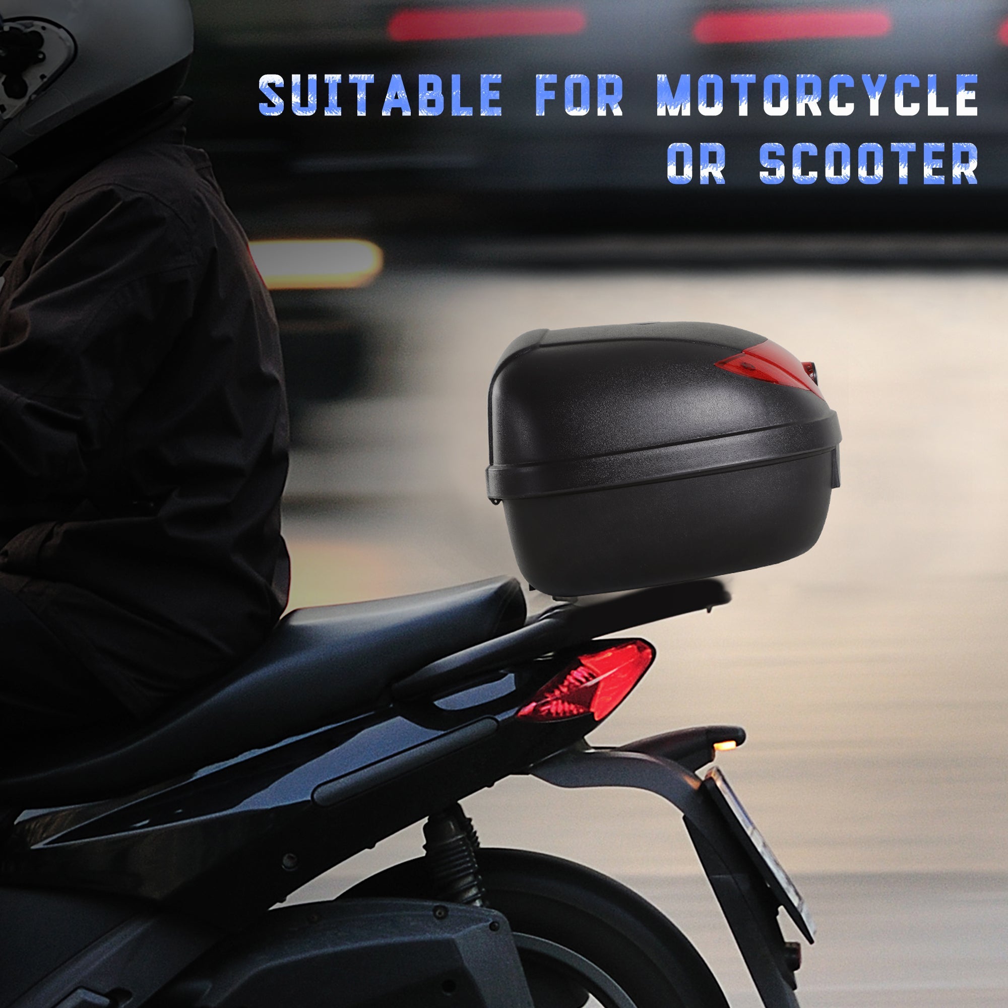 Homcom Motorcycle Box 24L Detachable Scooter Trunk Lockable Tour Tail Carrier Black 