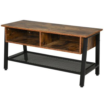 HOMCOM Mid Century TV Stand: For TVs up to 45", Media Console, Flat Screen, Entertainment Center, Rustic Brown 