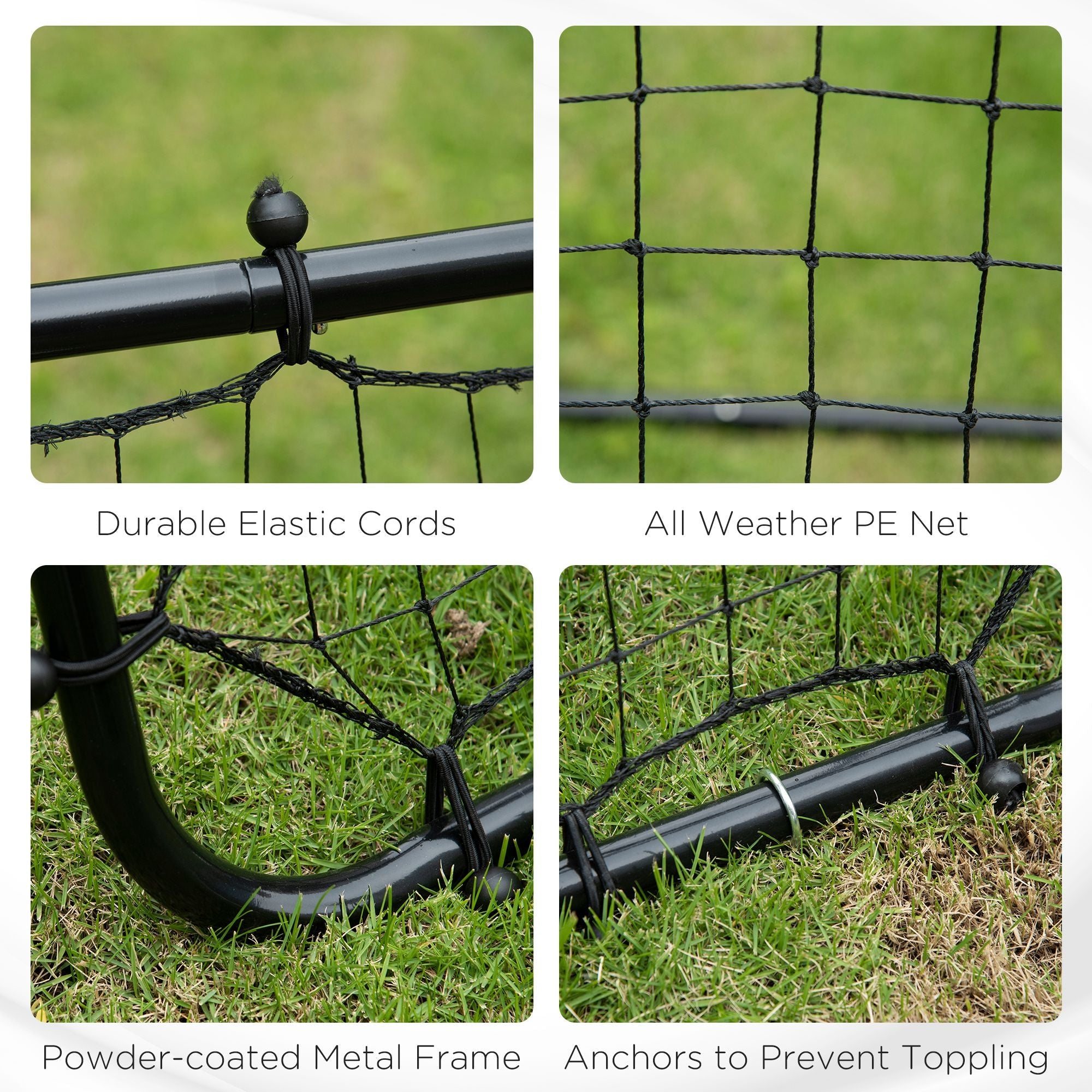 HOMCOM Volleyball Rebounder Net Football Training Aid Kickback Target Play Black 