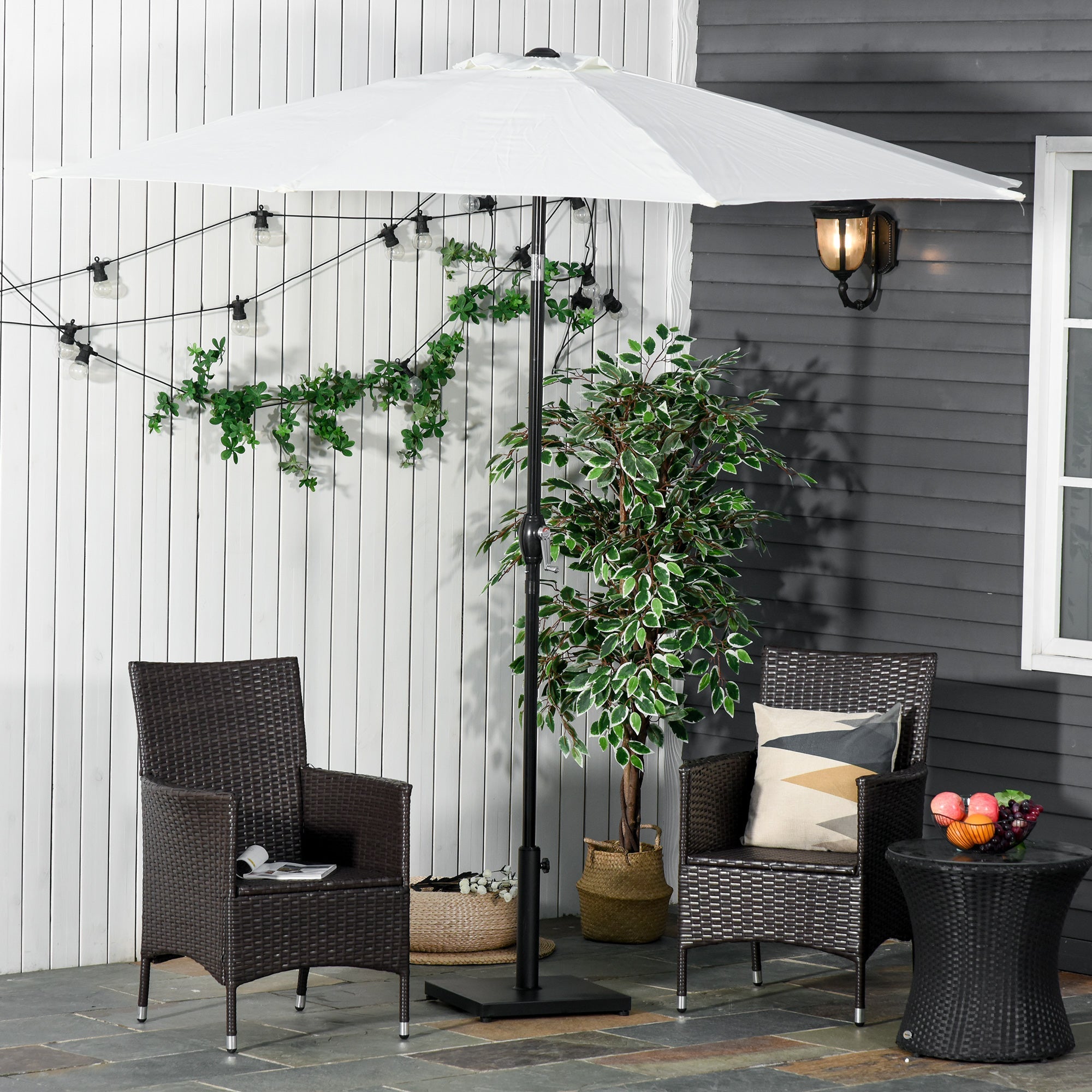 Outsunny 29 lbs Market Umbrella Base Holder 16" Heavy Duty Square Parasol Stand for Patio Outdoor Backyard Black 