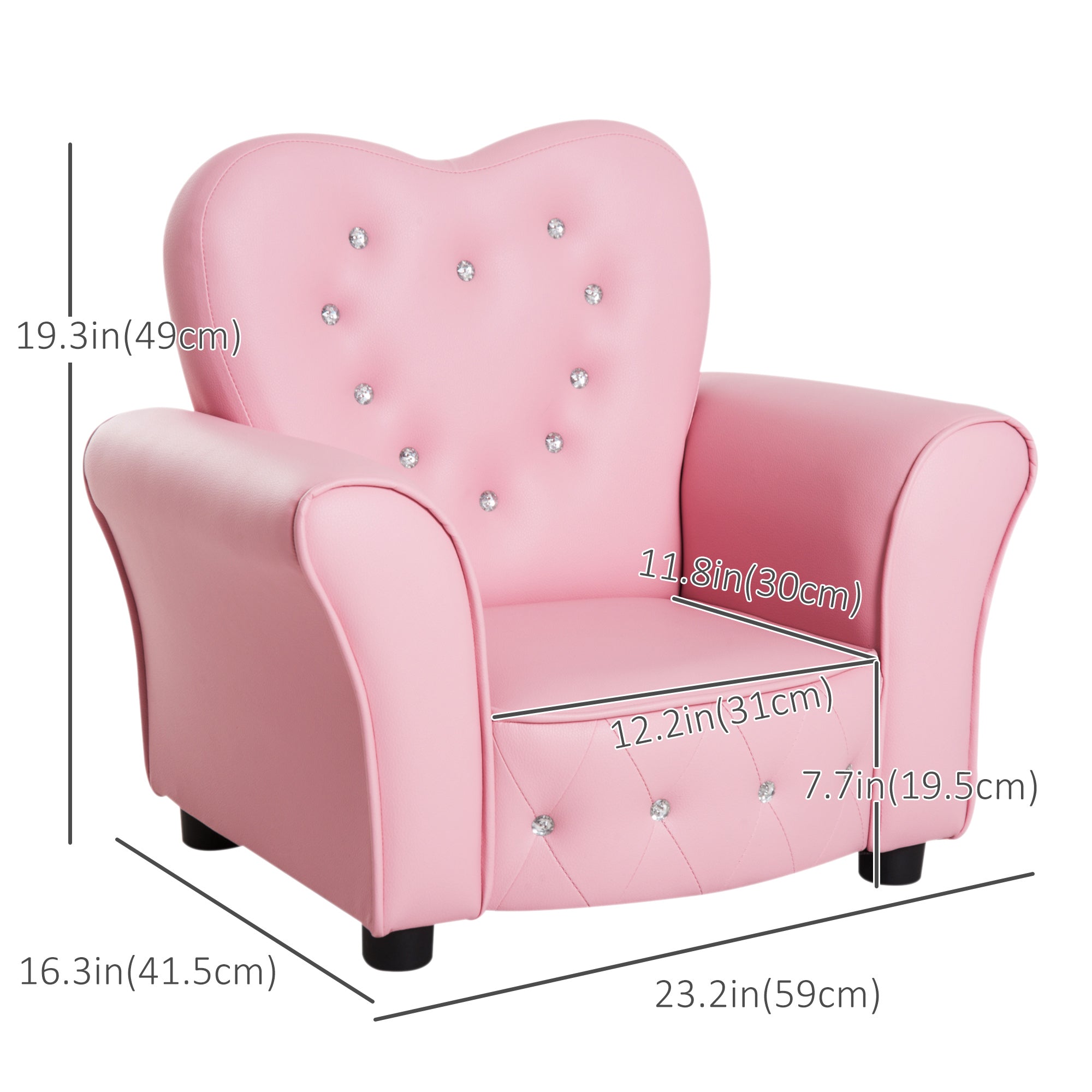 Qaba Kids Mini Princess Sofa Chair Toddler Children Upholstered Tufted Armchair Activity Couch Reclining Seat Boys Girls Furniture Pink 