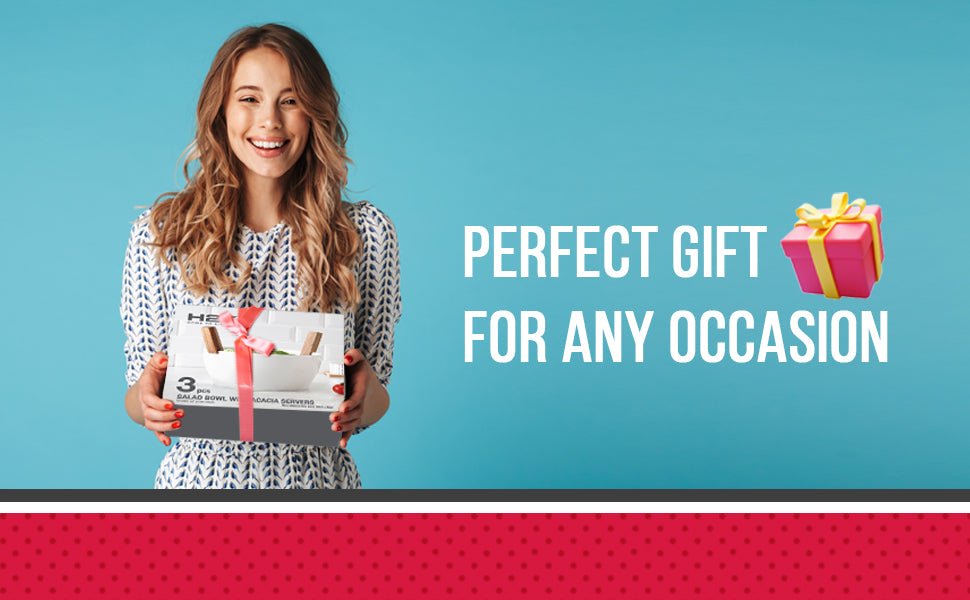 Salad Set Bowl With Acacia Servers 