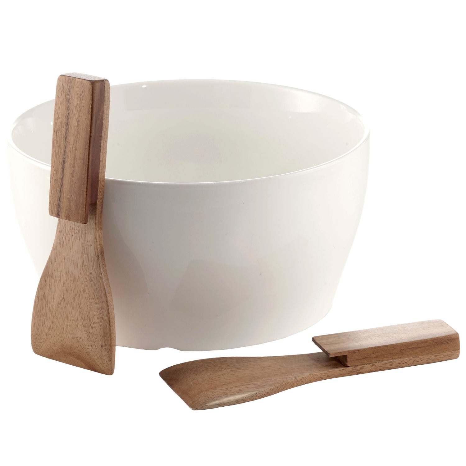 Salad Set Bowl With Acacia Servers 