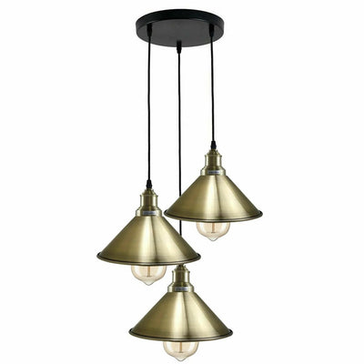 Vintage 3-Head Green Brass Spider Lamps~1173 