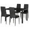 HOMCOM 5-Piece Rectangular Glass Dining Table Set for 4 with Metal Frame Faux Leather Chairs Kitchen Furniture Black