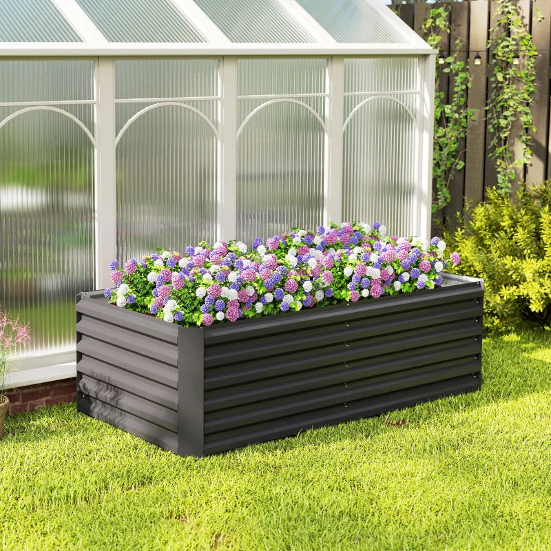 6' x 3' x 2' Raised Garden Bed, Galvanized Planter Box for Growing Flowers, Herbs and Vegetables, Dark Grey