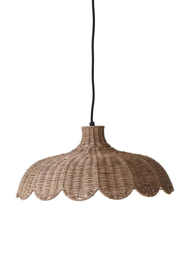 Scalloped Rattan Pendant 
