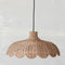 Scalloped Rattan Pendant – Handwoven Natural Light Fixture with Scalloped Edges & 5-Foot Fabric Cord, 19