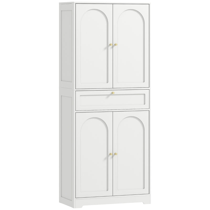 72.4" Tall Kitchen Pantry Cabinet, Modern Freestanding Storage Cabinet with Shaker Doors and Adjustable Shelves, White