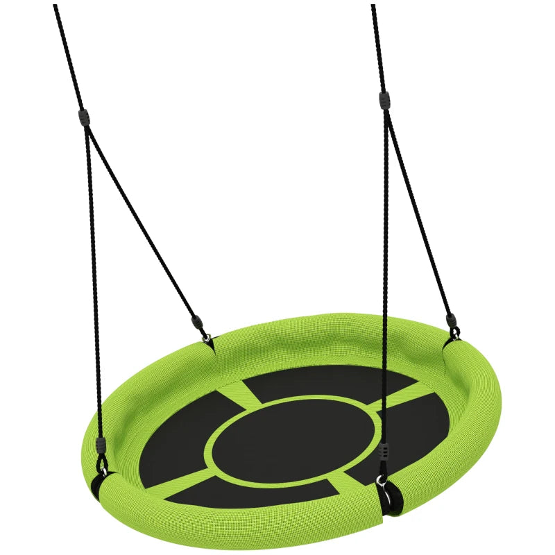 Qaba 100cm Diameter Nest Seat for Kids with Height Adjustable Hanging Ropes for Outdoor, Playground, Garden, Green