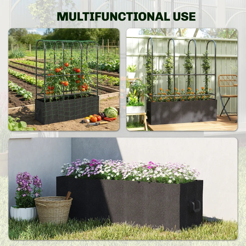 Raised Garden Bed with Trellis, Tomato Cage with 52.8 Gal Grow Bag, Garden Cucumber Trellis Plant Cage