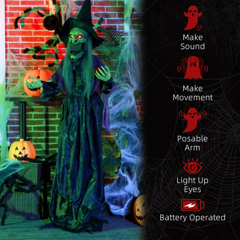 HOMCOM 6.4' Life-Size Winged Grim Reaper – Animated Halloween Decoration, Light-Up Eyes 