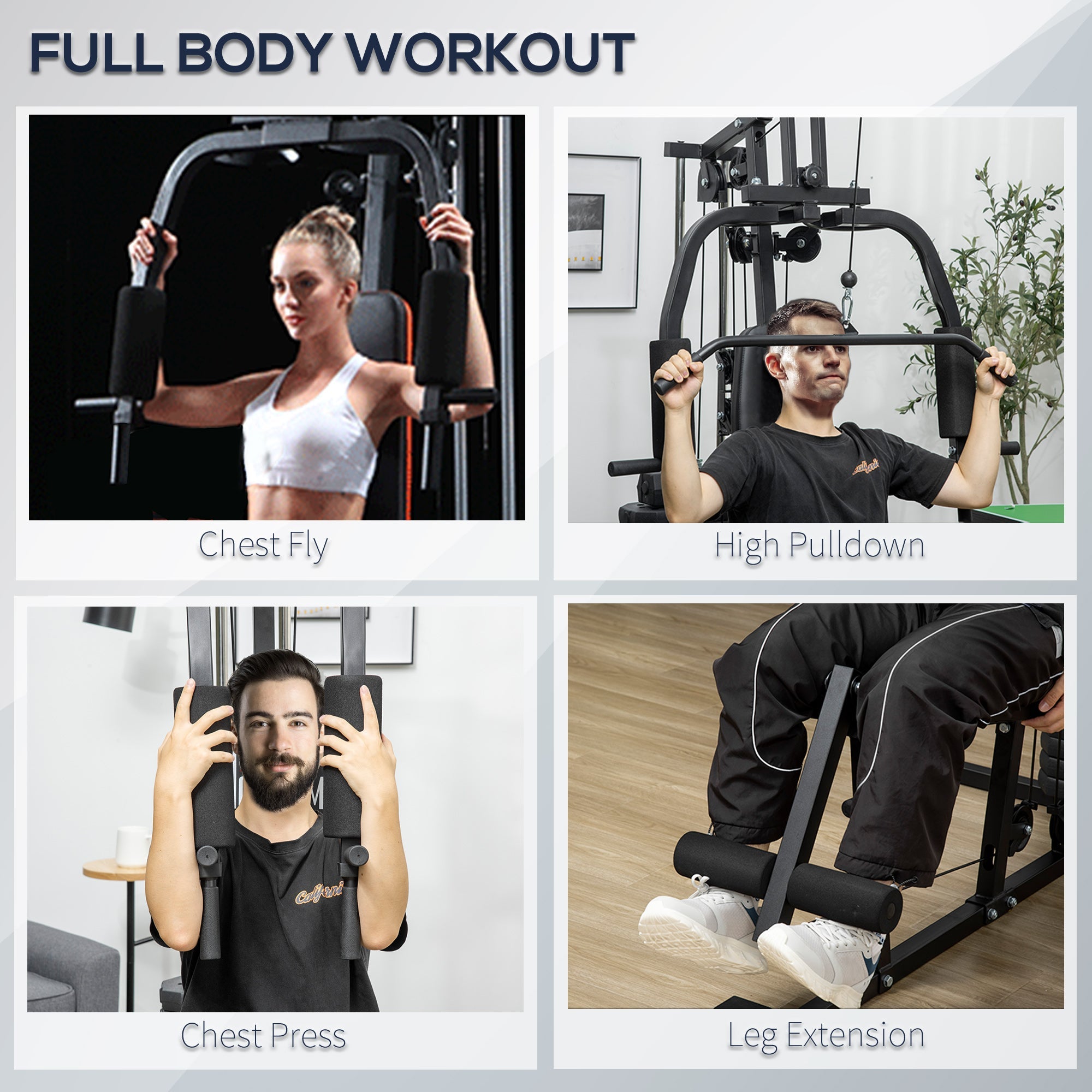 Soozier Multifunction Home Power Exercise Gym System Weight Training Exercise Workout Station Fitness Strength Machine for Whole Body 