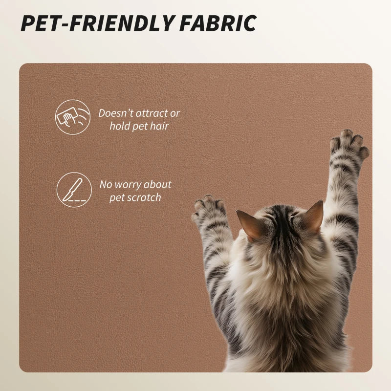 Reclining Office Chair, Executive Desk Chair with Pet-Friendly Fabric, Headrest, Footrest, Swivel Wheels, Brown