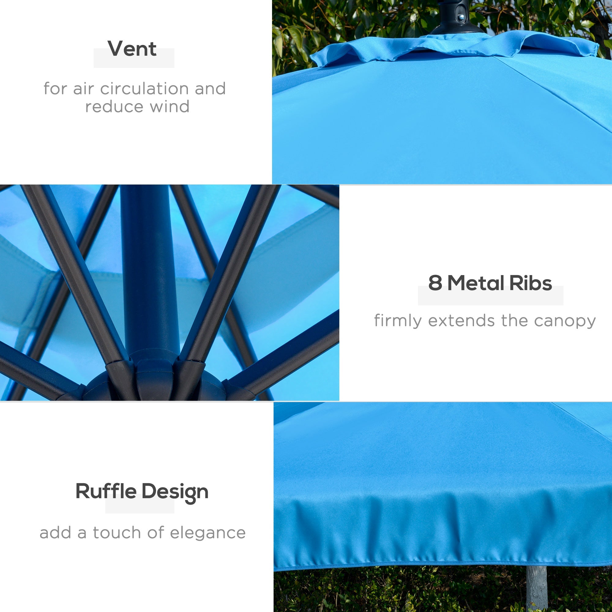 Outsunny 9FT Cantilever Patio Umbrella: Offset Design with Easy Tilt, Cross Base & 8 Ribs for Outdoor Shade, Blue 