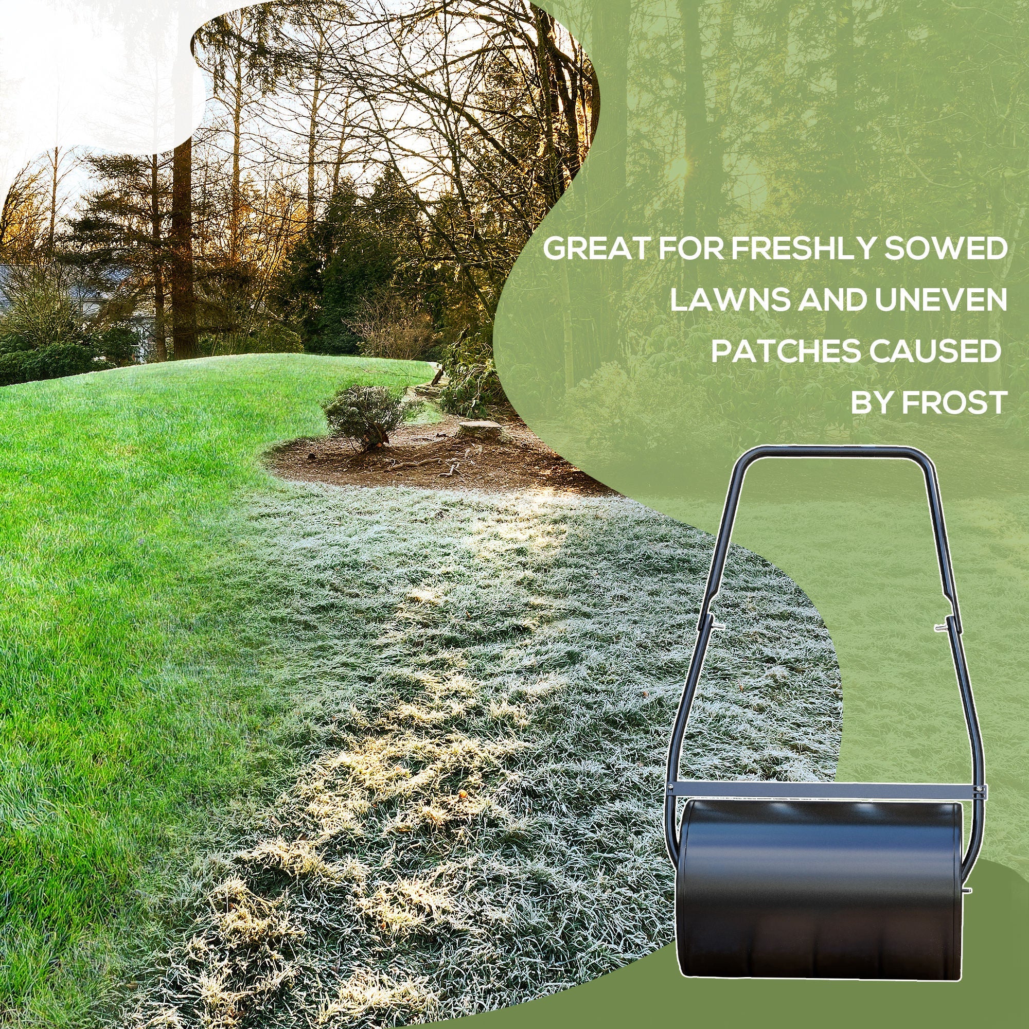 DURHAND 20" Heavy Duty Push/Tow Lawn Roller Filled w/ Water or Sand 