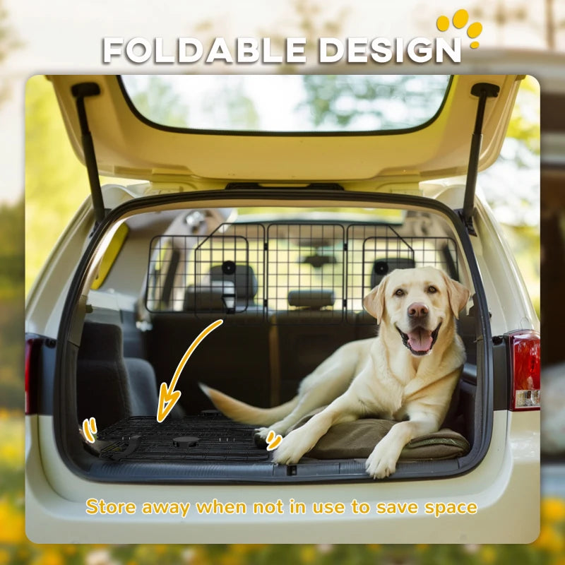 Dog Car Barrier for SUV, Adjustable Car Divider for Trunk Cargo Area, Heavy-Duty Steel Wire Mesh Barrier, Black