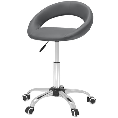 HOMCOM Modern Hydraulic Moon Salon Stool Rolling Swivel Chair Massage Spa Tattoo Pub Bar Stool, Grey 
