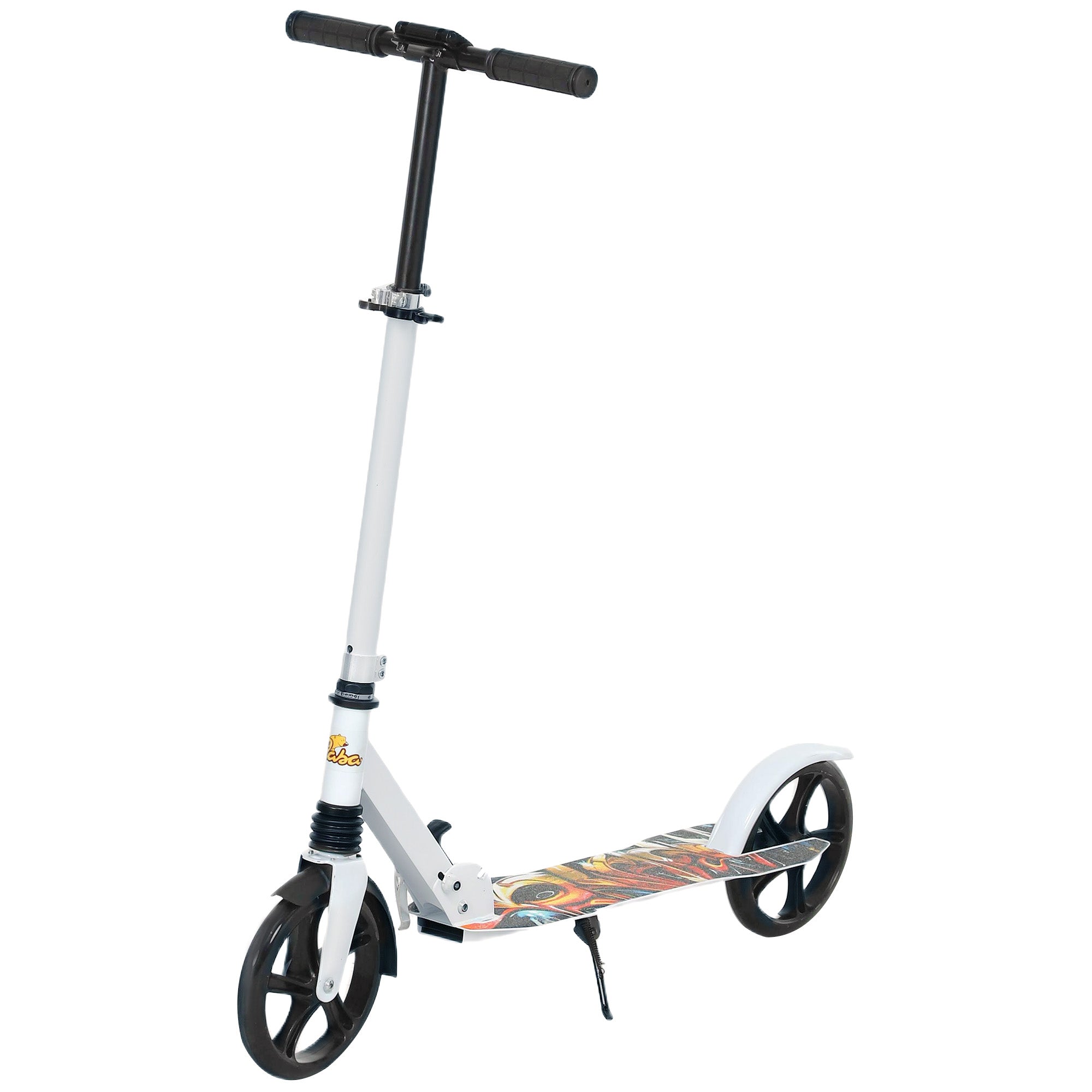 Qaba Kick Scooter for Kids Ages 6-12 with Adjustable Height, Rear-Fender Brake, 200mm Big Wheel, Foldable Design, White 