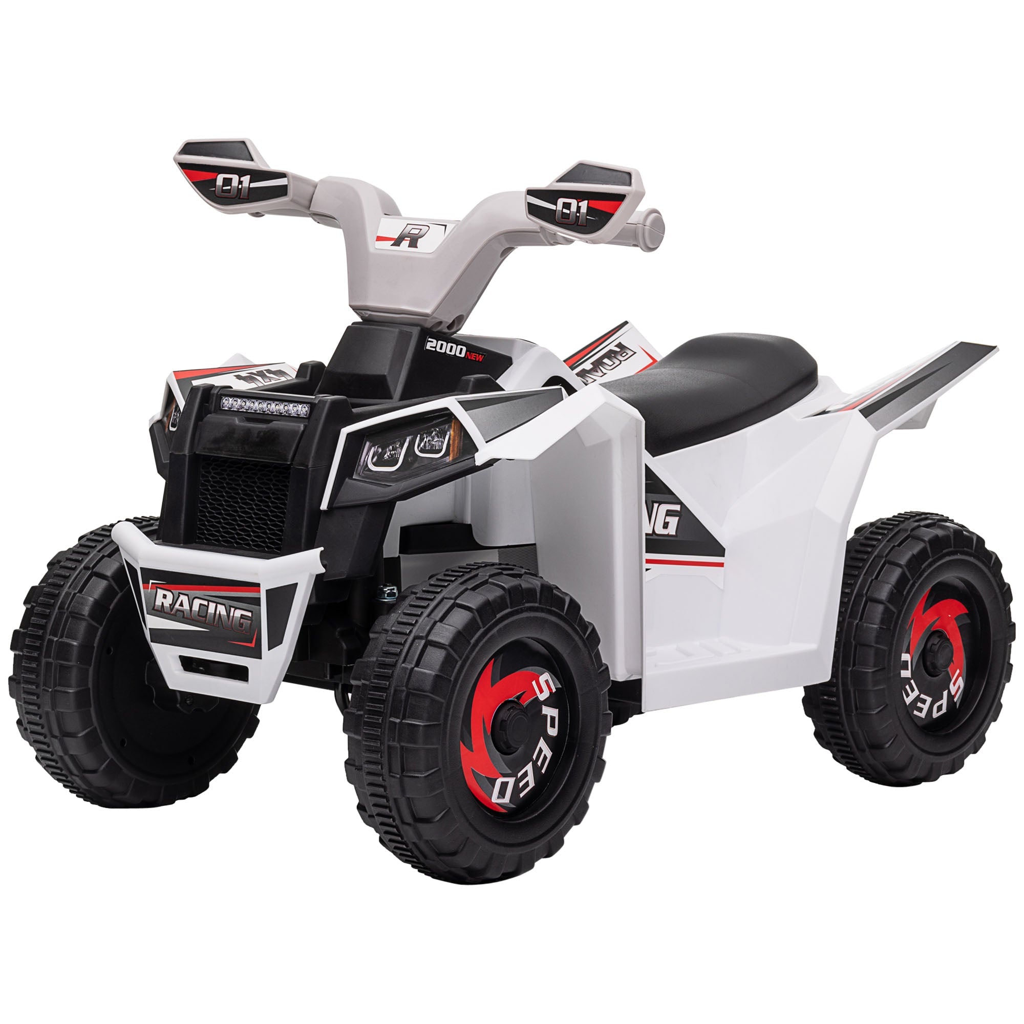 Aosom 6V Quad Kids Electric Car with Wear-resistant Wheels, for Boys and Girls Aged 18-36 Months, White 