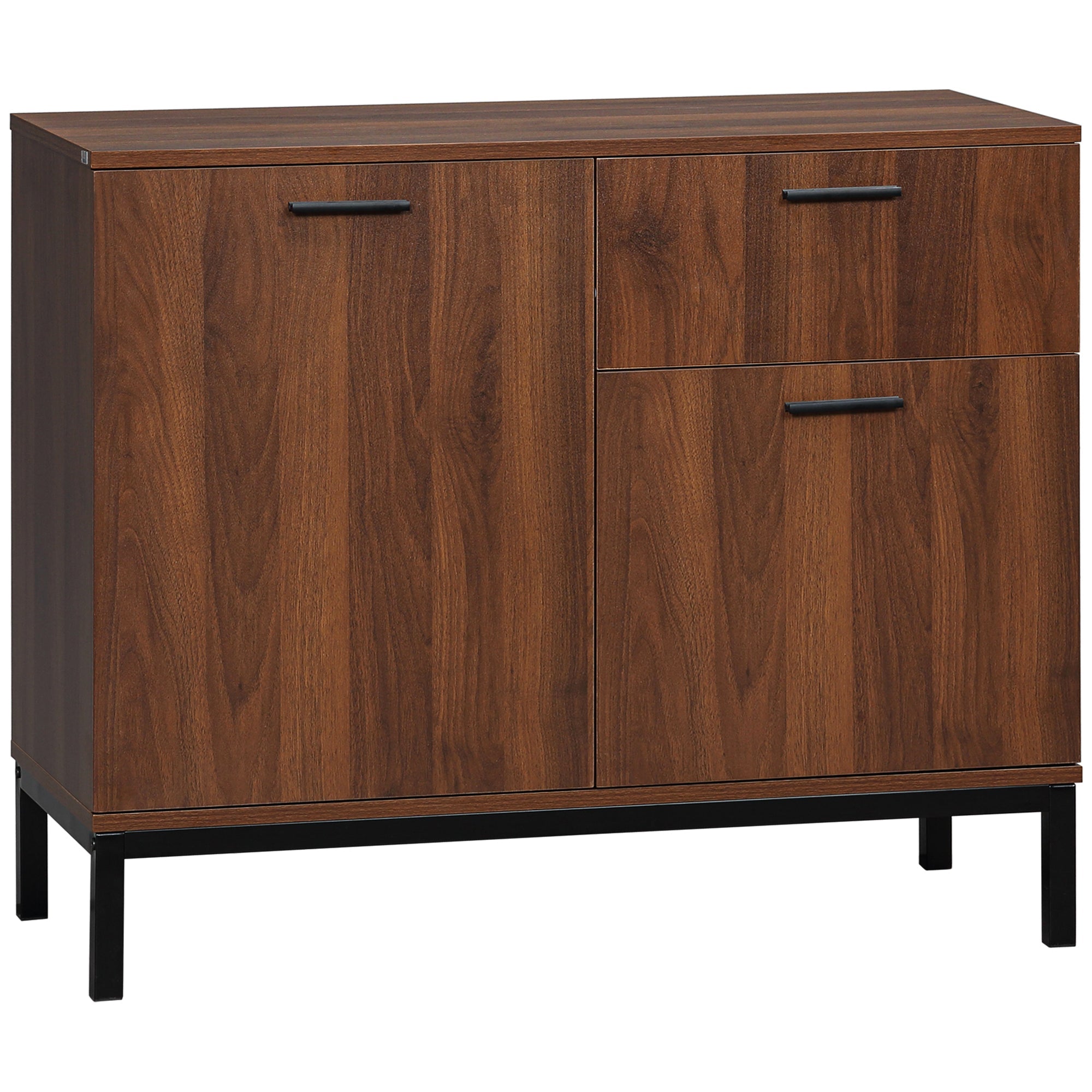 HOMCOM Kitchen Cabinet Storage Sideboard with Drawer Adjustable Shelves Enclosed Cabinet for Living Room Dining Room White 