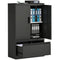 Lateral Filing Cabinet, Metal Storage Cabinet, Garage Cabinet with Double Locks, Adjustable Shelf and File Drawer, Black
