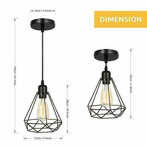 Industrial Geometric Cage Pendant Lamps Ceiling Light Fixtures~1176