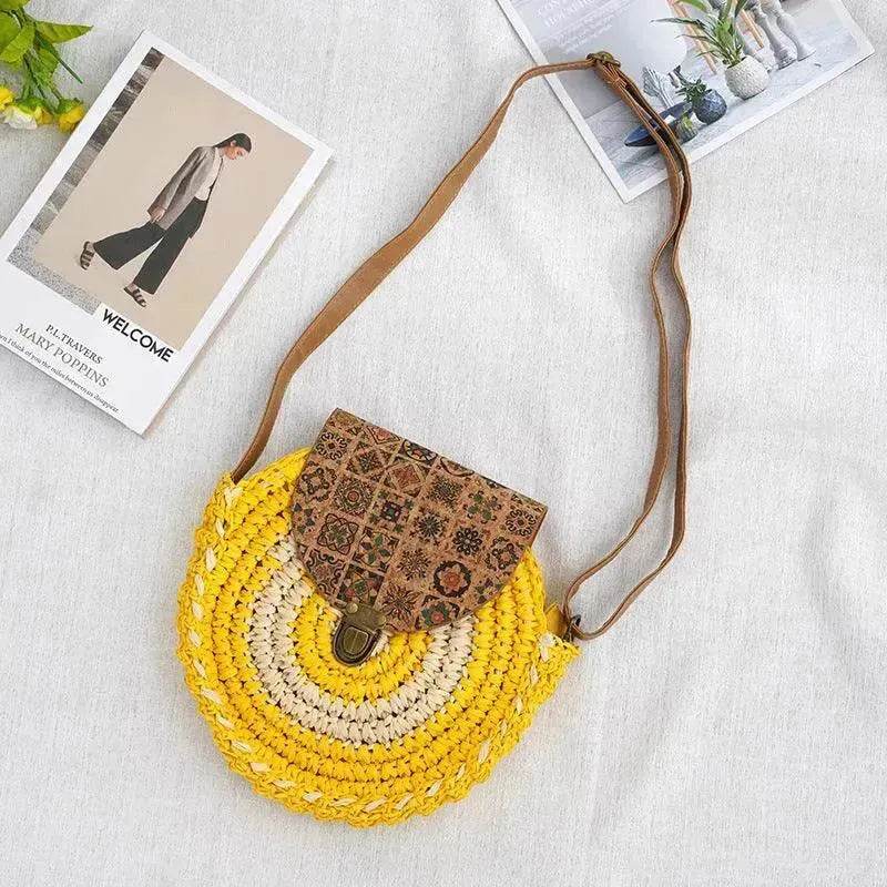 Shoulder Straw-weaved Crossbody Beach Casual Ethnic Style Mini And Simple Handmade Beach Bag 