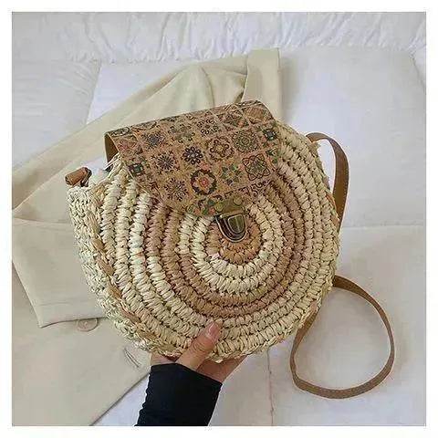 Shoulder Straw-weaved Crossbody Beach Casual Ethnic Style Mini And Simple Handmade Beach Bag 