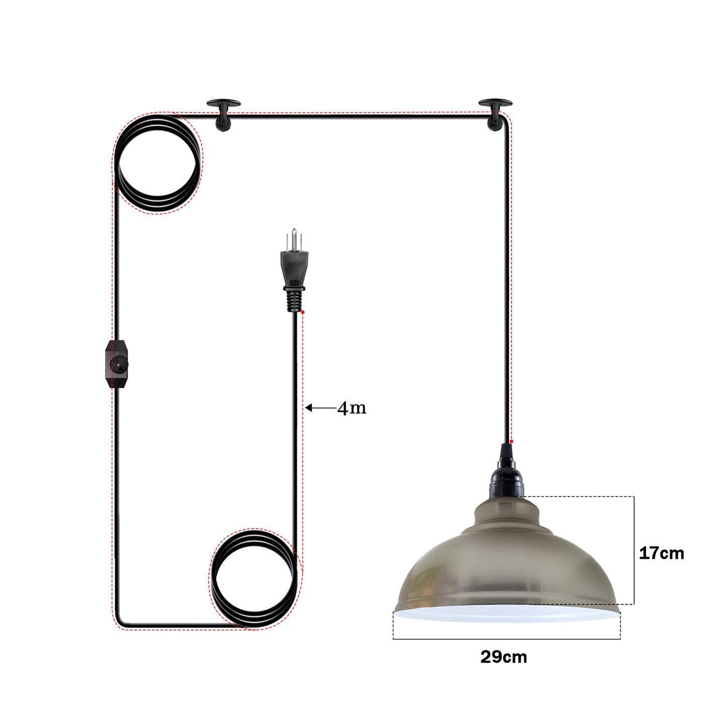 Modern E26 Plug-in pendant light with Switch~1742