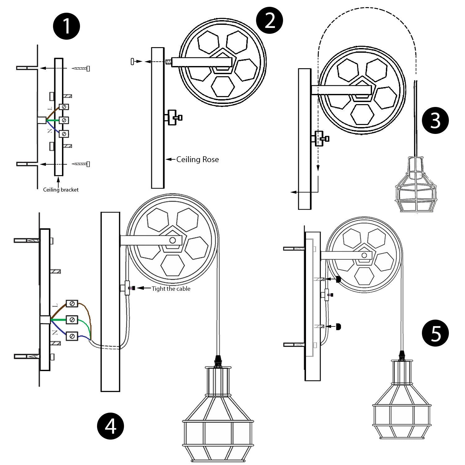 Industrial Pulley Wall Sconce Cage Wall Light Home Restaurant Farmhouse~1163