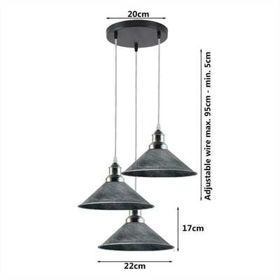 Industrial 3-Head Cone Shade Hanging Pendant Light~1728 