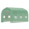 Outsunny 6.6' x 11' x 7' Walk-in Greenhouse Outdoor Plant Tunnel Warm Hot House w/ Roll Up Door and 6 Mesh Windows, Steel Frame, Green