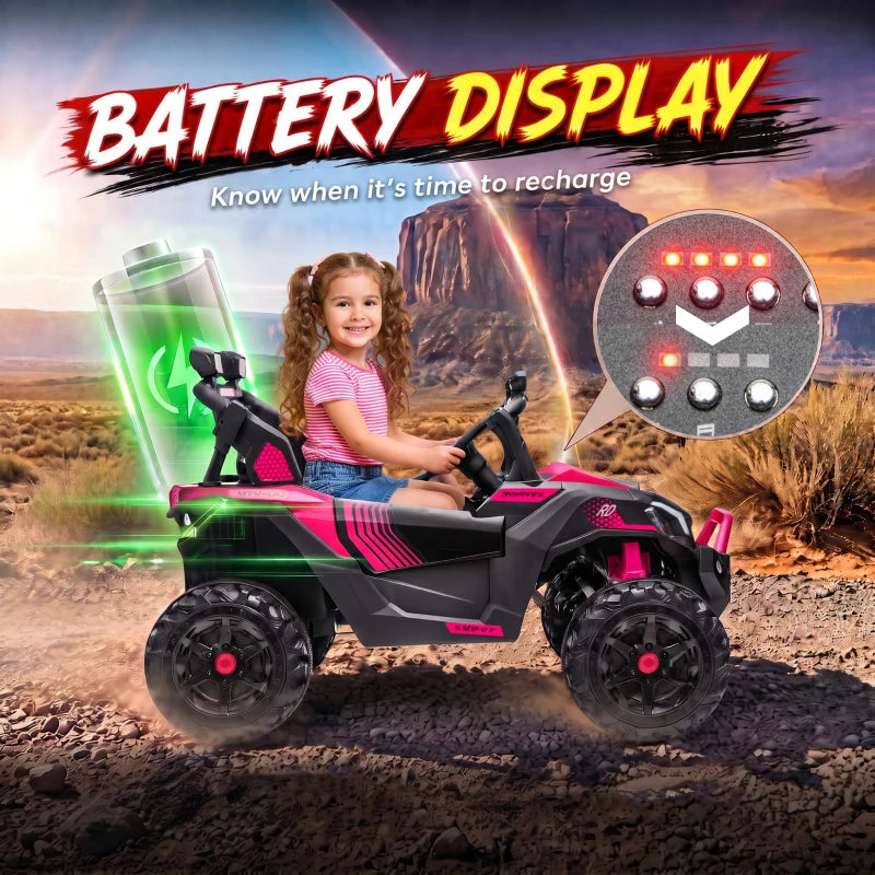 24V 2-Seater Kids Electric UTV Ride-On Truck – Dual 120W Motors, Remote Control, 4-Wheel Suspension & Storage Bed